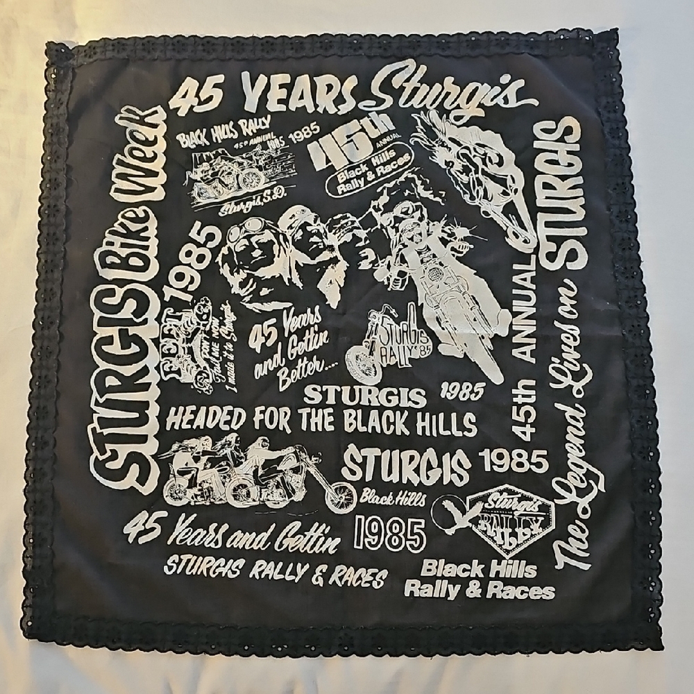 Black Hills Sturgis Rally 45th Anniversary Bandana 1985 Treasure Trove🧡🖤🧡🖤